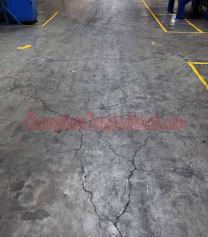 nền nhà xưởng xuống cấp nứt nhiều