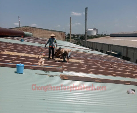 Thợ Tân Phú Khánh thay mái tôn nhà xưởng theo phương án cuốn chiếu