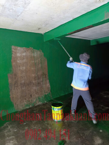 thi công chống thấm bể ngầm nước sinh hoạt bằng xi măng polymer 2 thành phần