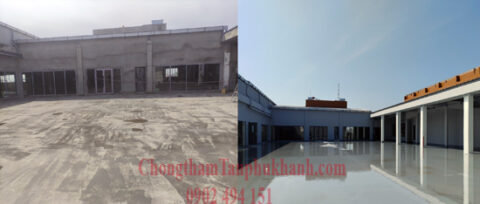 thi công chống thấm polyurethane mái bằng trước và sau khi hoàn thiện