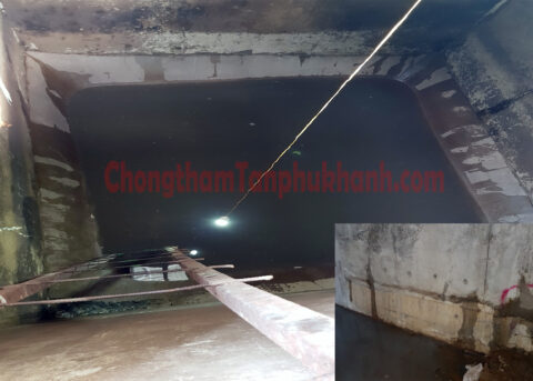 thành hồ nước thải bị rò rỉ, cần chống thấm ngược hồ nước thải