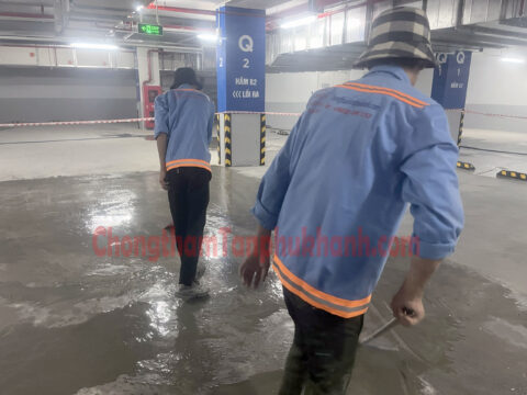 Thợ Tân Phú Khánh quét chống thấm thẩm thấu sàn tường vây tầng hầm