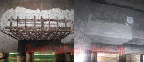 Trước và sau khi xử lý ăn mòn bê tông công trình biển tại cầu cảng